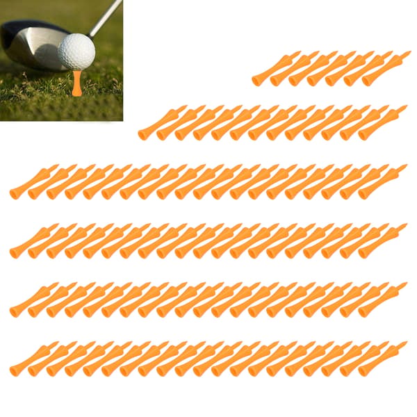 100-pack 70 mm orange plastgolfpegger, minifjäderlätt resetrapetsset för utomhusbruk