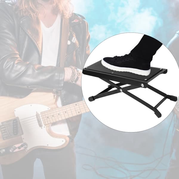 Metall Akustisk Gitarr Fotpall Solid Hantverk Halkfri Hopfällbar Fotstöd Pedal för Gitarr Pl