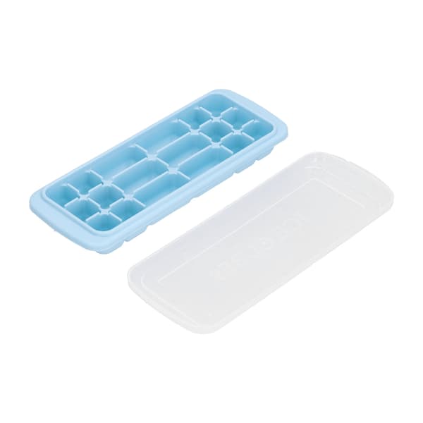 Blå Mångsidig Silikon PP Isbitsform med Lock 26.8x10x2.7cm Rektangulär Form för Istillverkning Bakning Sushi 1 Form + 1 Lock