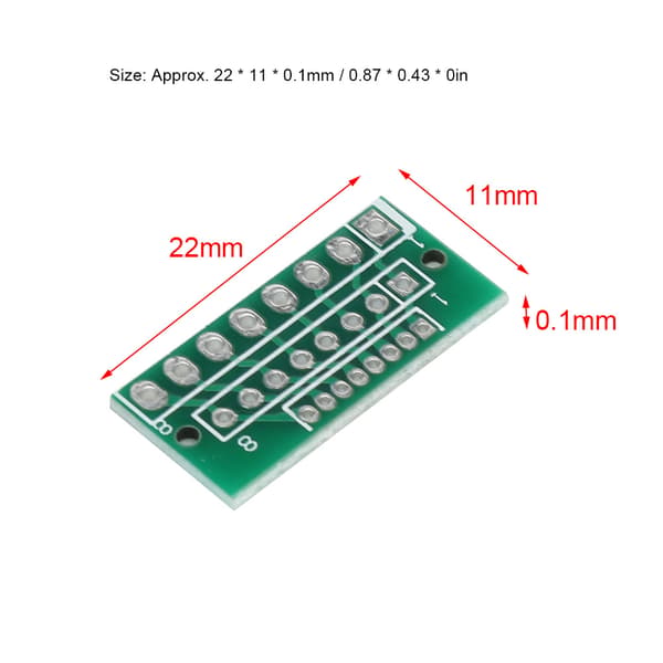 10st 1.27/2.0/2.54mm stigning 8Pin 3Rader 24Hål Breakout PCB för RF-modul