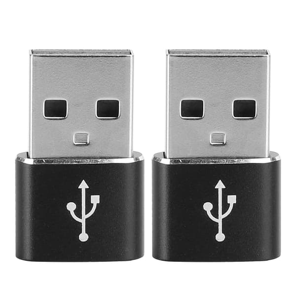 2-pak aluminium USB C til USB-adapter, sort, til opladning og datasynkronisering