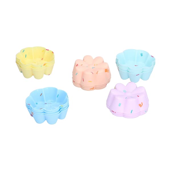 20 stk. Cupcake Bageform Silikone Muffinsforme Cupcakeforme Gelé buddingform 7 kronblad blomstersæt