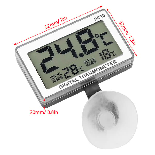 DC16 LCD Digital Akvarietermometer Vandtæt Temperaturtermometer til Akvarium