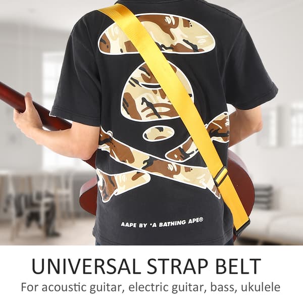 Guld Justerbar Universal Gitarrrem Nylon & Toppnarvsläder för Akustisk Elbas Ukulele 92-156cm/5cm 1 Rem 1 Rep