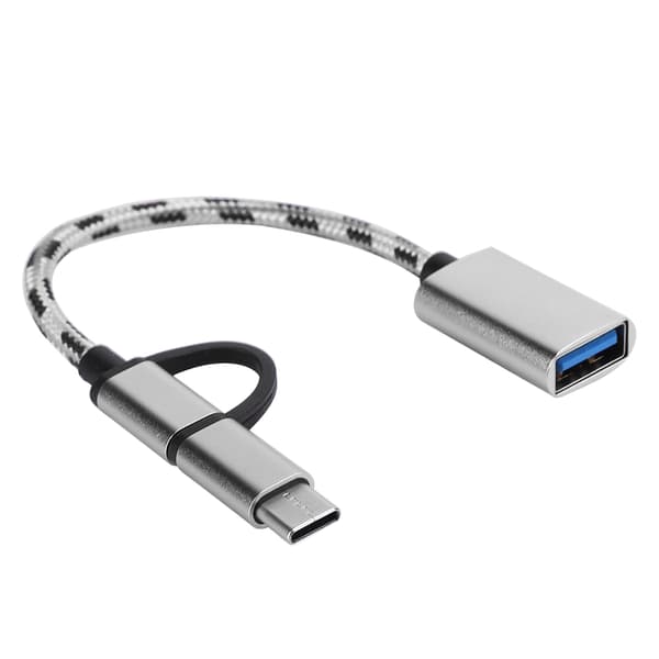 USB-C 2-i-1 OTG-adapter 2-pack, USB 3.0 grå kontakt för snabb dataöverföring