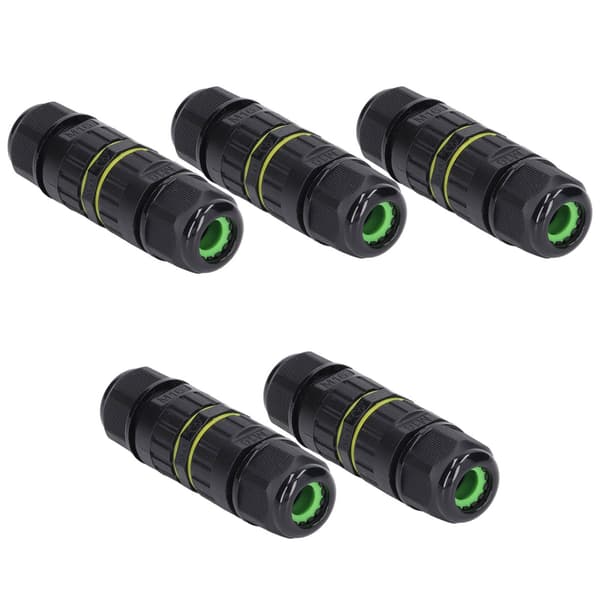 5-pack extern strömkabelkoppling IP68 vattentät 3-kärnig kabelanslutning 7-10 mm