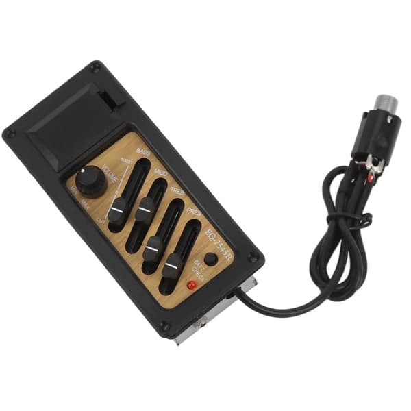 Akustisk Gitarr Piezo Pick-Up Förförstärkare 4-Bands EQ Equalizer System Träkornsdesign Färg 7545R