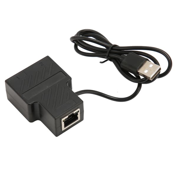RJ45 Ethernet Splitter 1 til 2, 100Mbps LAN Adapter Hub med USB-strømkabel