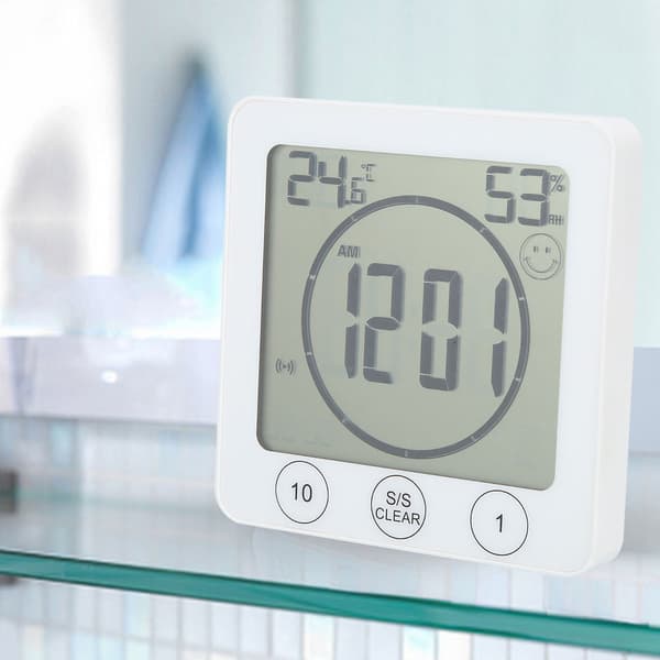 Multifunktionell inomhustermometer Hygrometer Digital klocka för hem badrum kök