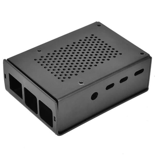 Til Raspberry Pi 4 Model B Sort Aluminiumskasse Boks Kabinet med Kølebeslag (Sort)