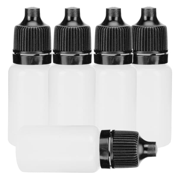 50 st 5 ml tomma droppflaskor klämbara ögonvätskeflaskor med lock och proppar, svart