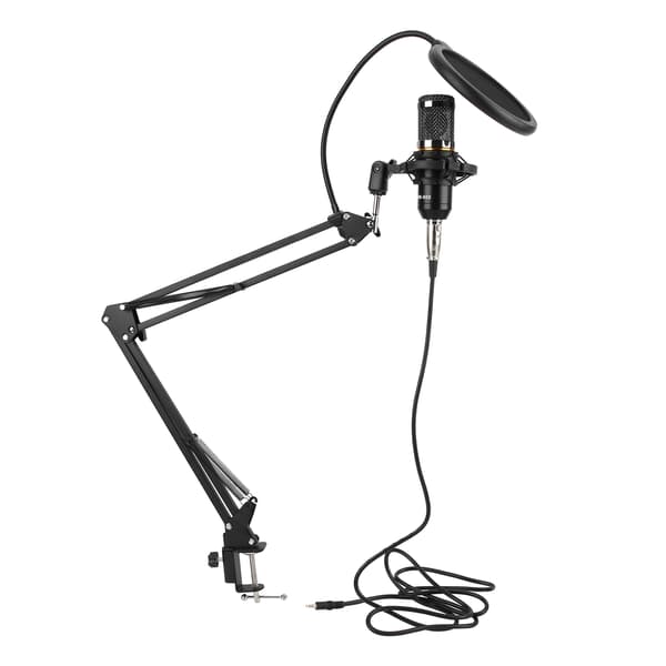 Kondensatormikrofonsæt USB med fleksibel arm BM800 til pc-desktop-bærbar computer (sort sort)