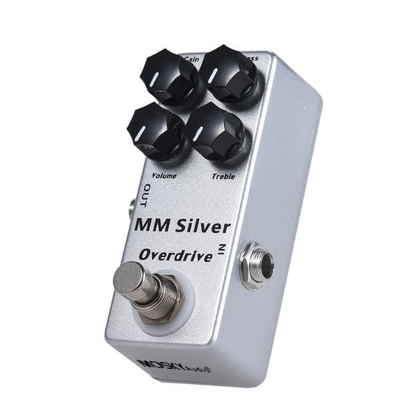 MOSKYAudio MM Silver Elgitarr Overdrive Stompbox Full Metallskal True Bypass