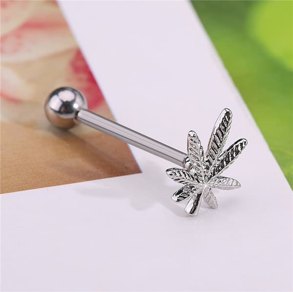 1PC Pot Bladformet Tungering Rustfrit Stål Stud Kropspiercing Smykker