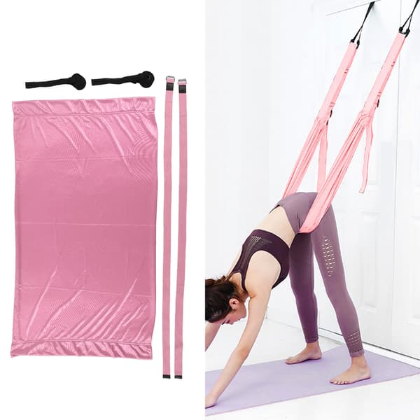 Rosa Aerial Yoga Hängmatta Inversion Ben Split Stretch Tränare Vikbar Elastisk Inomhus