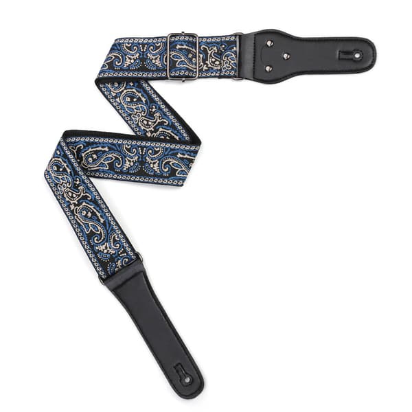 Blågrå broderad gitarrremset Folklig akustisk axelrem Snodd Gitarrplektrum Halkfritt spänne Kit