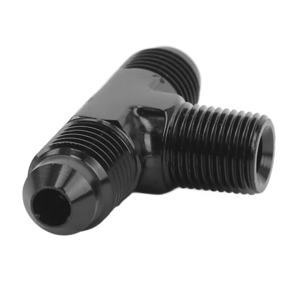 3-vejs AN4 til 1/8 NPT T-adapterfitting, sort anodiseret aluminiumslegeringsforbindelse