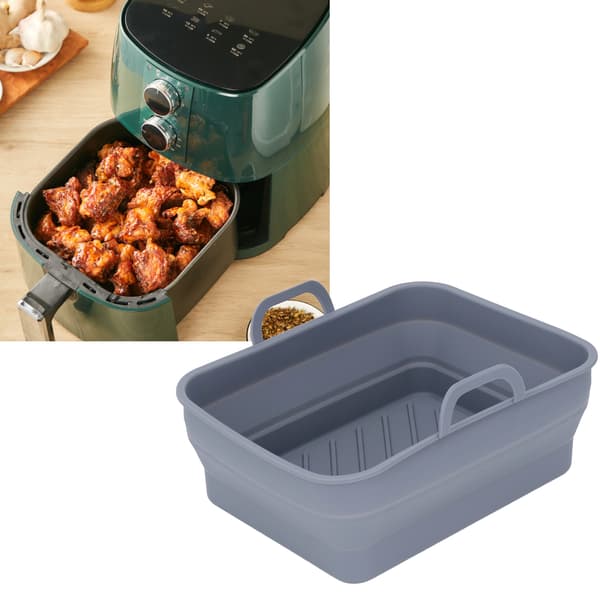 Grå silikone airfryer-indsats rektangulær bageplade til ovn tilbehør, non-stick køkkenerstatning
