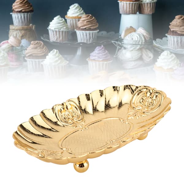 Oval Metall Serveringsbricka Liten Fruktskål Snackfat Buffé Bakverk Server S (15.2x8.8x3.1cm)