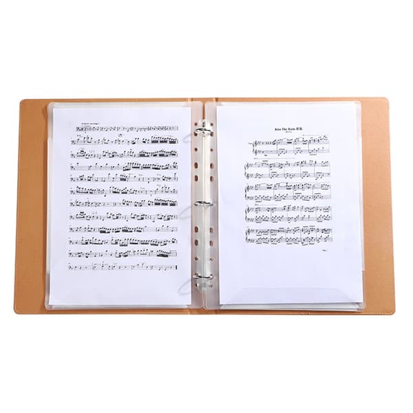 A4 Nodemappe, 20 Lommer / 40 Sider, PU Læder Mappe til Klaver, Guitar, Band & Kor Noder