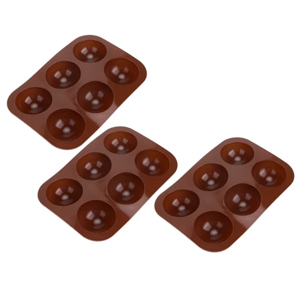 3 stk. 6-hullers silikone bageform Halvkugle chokoladebomber form til kagebudding
