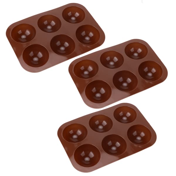 3 stk. 6-hullers silikone bageform Halvkugle chokoladebomber form til kagebudding