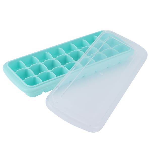 24-facks minikuber silikonisform med plastlock för hemköket grön 1-pack