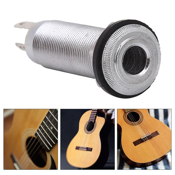 Gängad Barrel Output Jack Plug Socket Connector 1/4 tum för elgitarr och bas silver