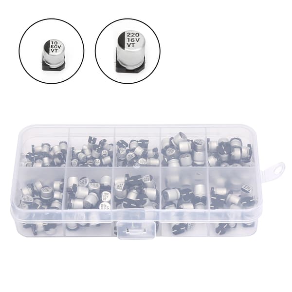 200 stk. 10-50V SMD Elektrolytkondensatorsæt 1uF 470uF E Cap Kondensator Sortiment