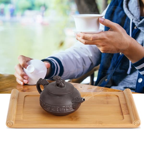 Bambu tebricka koppfat mat dessert serveringsbricka Kung Fu te tillbehör
