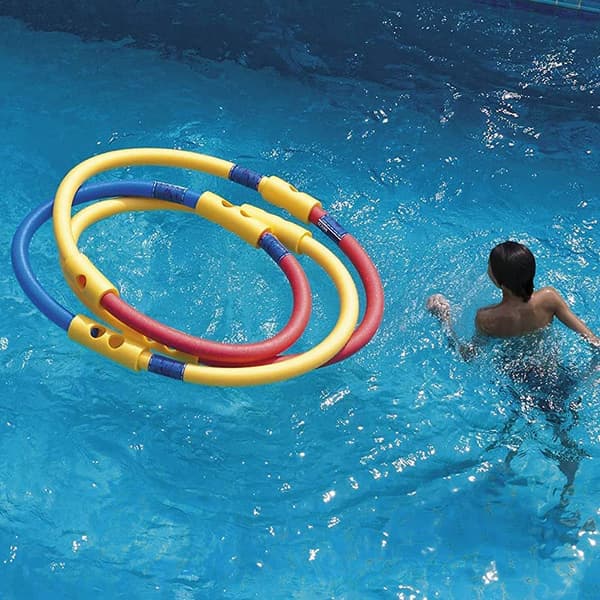 Simnudelkoppling 3-pack | EPE-skumpoolpinnekoppling med 2 tvärhål för poolnudlar och simstänger