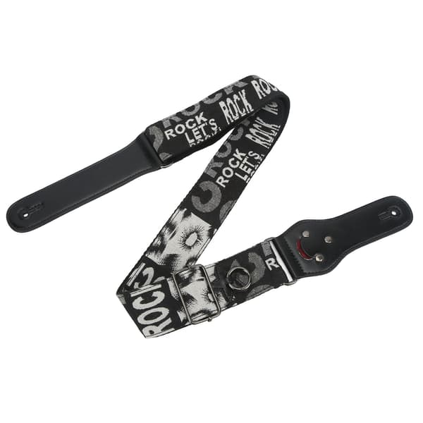 Black Rock Gitarrrem i Bomull Linne 103-158x5cm för Gitarr Bas Elgitarr Helt Fixerad Lättvikt Ergo Enkel Passform +2 Plektrum