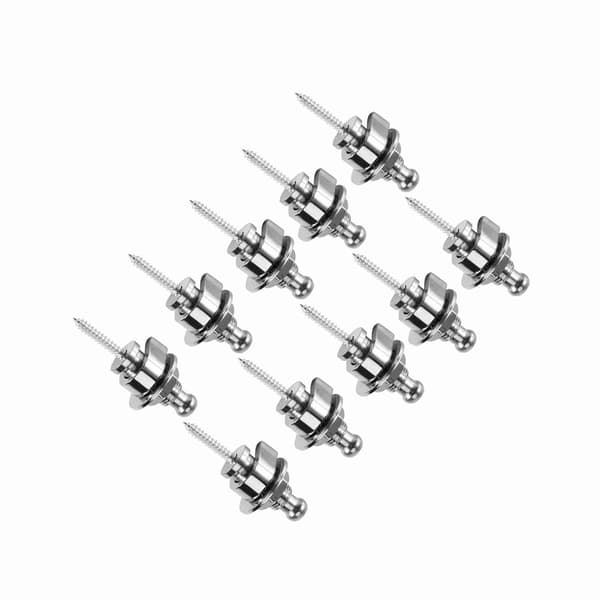 10 x Gitarr Metall Bas Remlås Antisladd Straplocks Tillbehör För Elgitarr (silver)
