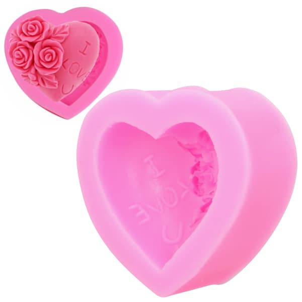 3D Hjerte Rose Silikoneform til DIY Kage, Chokolade, Sæbe & Lysfremstilling, Kærlighedsformet Bageform
