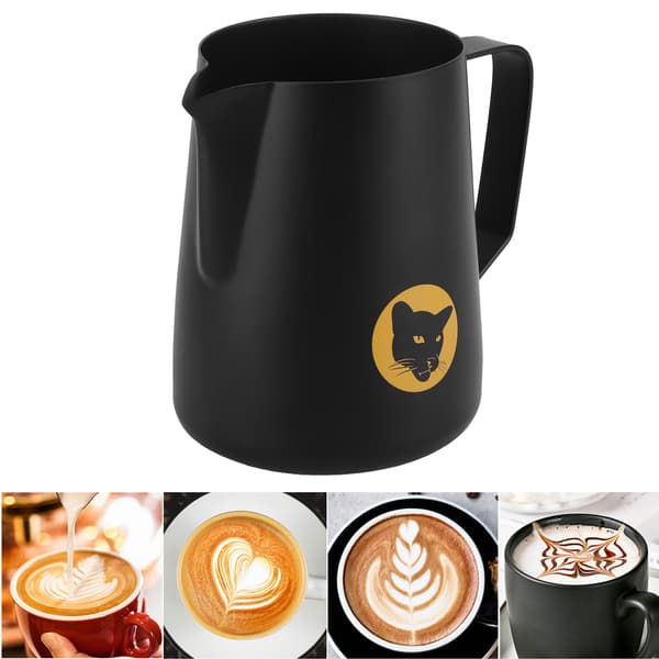 600 ml kaffekop krus multifunktionel 304 mælkeskummer i rustfrit stål sort