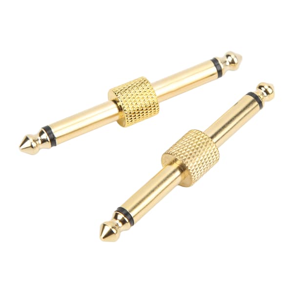 2ST 6,35 mm effektadapterkontakt brusreducerande gitarrpedalkopplare omvandlingsplugg guld