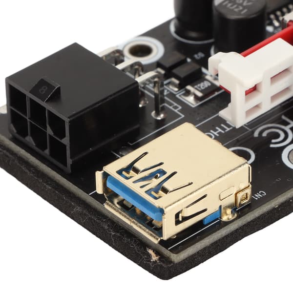 6 Pin PCIe Riser Strømadapterkort til 1X 4X 8X 16X Slots, Plug and Play USB Extender, Sort