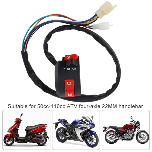 22MM Universal Motorcykel ATV Styr Start Stop Kill Switch, Sort, Off-Road