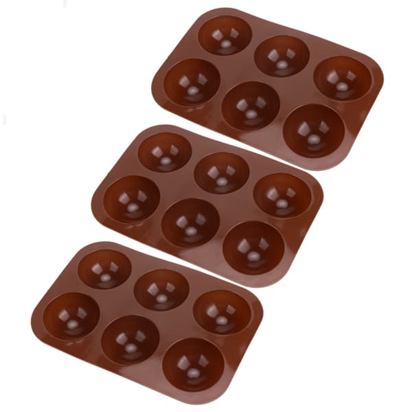 3 stk. 6-hullers silikone bageform Halvkugle chokoladebomber form til kagebudding