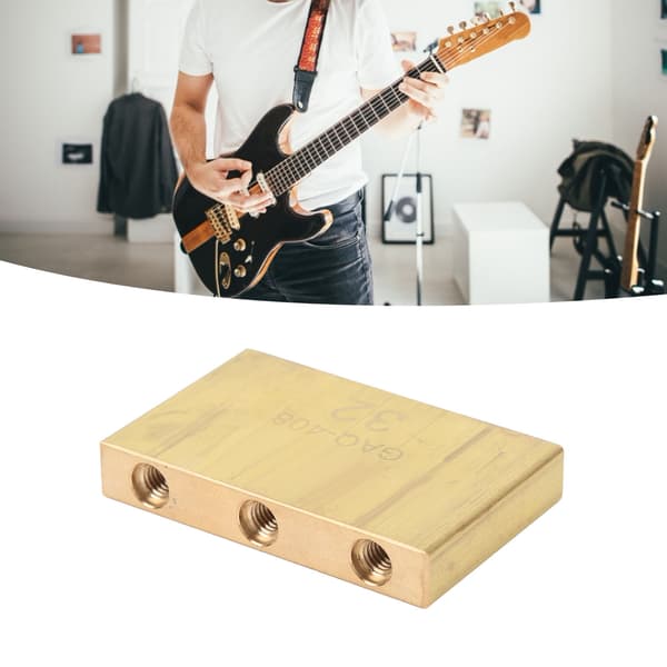 Gyllene mässing Tremolo Block Gitarrstallbas 32 mm Kompakt Rostfri Gitarrhårdvara med 3 skruvar för Elgitarr