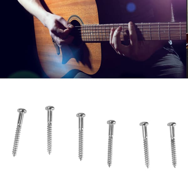 6 st gitarrbroskruvar i rostfritt stål Kit 3,34x0,65x0,65cm Silver för elgitarr stränginstrument ersättning