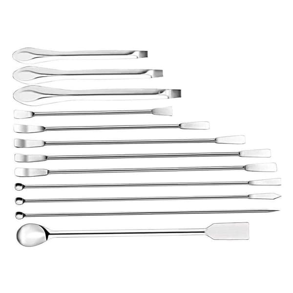 12 stk. laboratoriespatel 304 rustfrit stål multifunktionel prøveske eksperimentudstyr