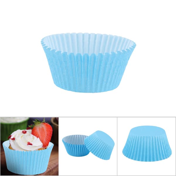 100 STK Mini Cupcakeforme Runde Kagebageforme Muffinsforme Hjemmefest Blå