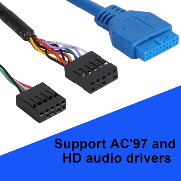 PC-kabinet frontpanel USB 3.0 & 2.0 lydport-hub med ledninger til computertårn