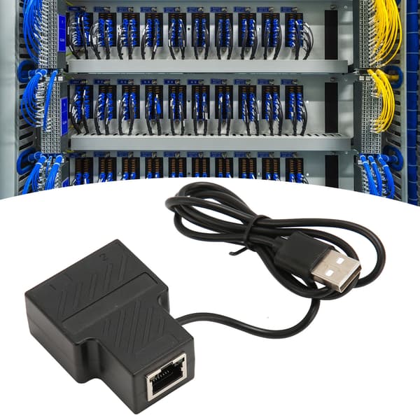 RJ45 Ethernet Splitter 1 til 2, 100Mbps LAN Adapter Hub med USB-strømkabel