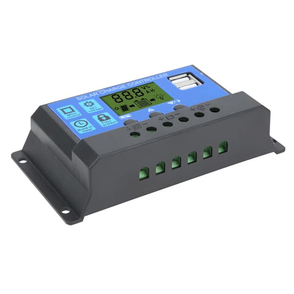 Solpanel Controller LCD Display Batteriopladningskontrol Dobbelt USB-udgang 12V/24V 30A