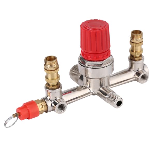 Luftkompressor Tryckkontrollbrytare Ventil Regulator 90-120 PSI med Dubbla Mätare