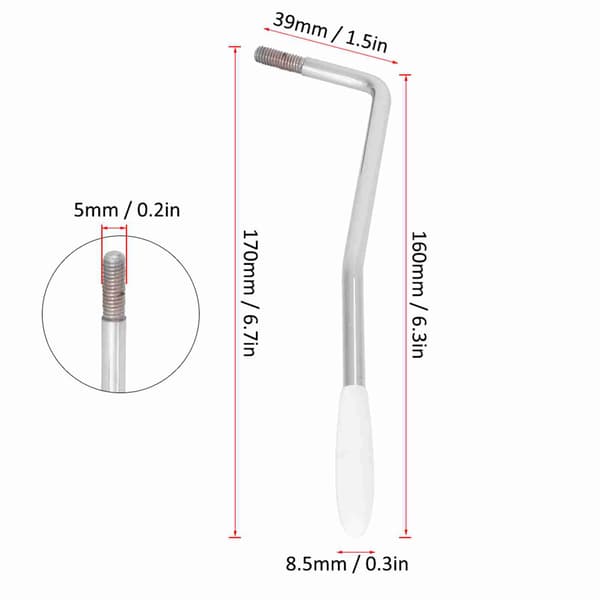 Premium Stål Vibrato Spak Gitarrdel för Stratocaster Elgitarr 5mm Vit Silver 1-pack
