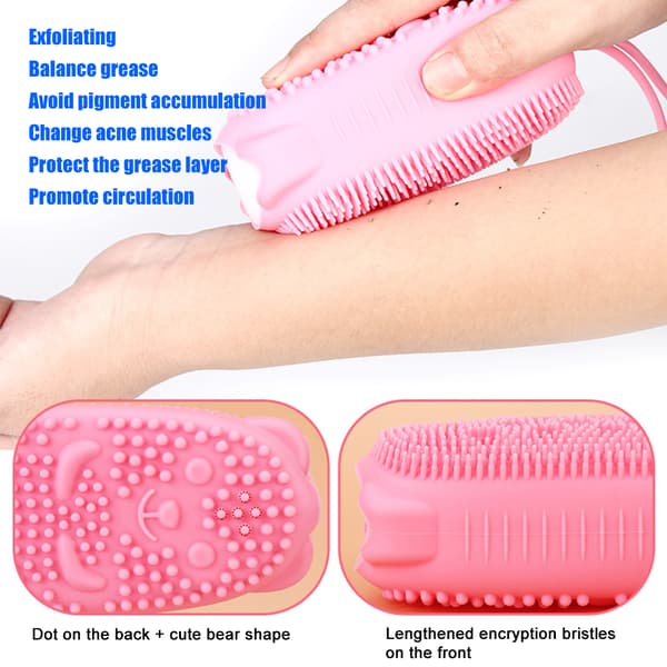 Silikonbubbelbadskrubb Exfolierande duschmassager Dubbelsidig kroppstvättborste