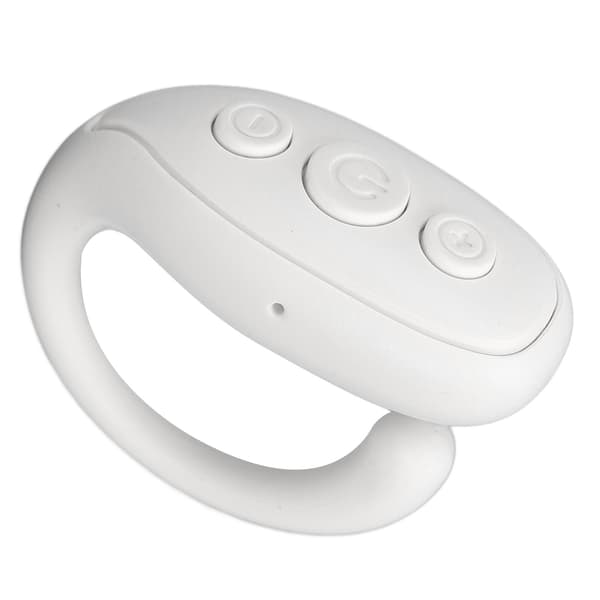 Bluetooth kamerafjärrkontroll för telefon surfplatta, ABS ringdesign, lång batteritid, vit